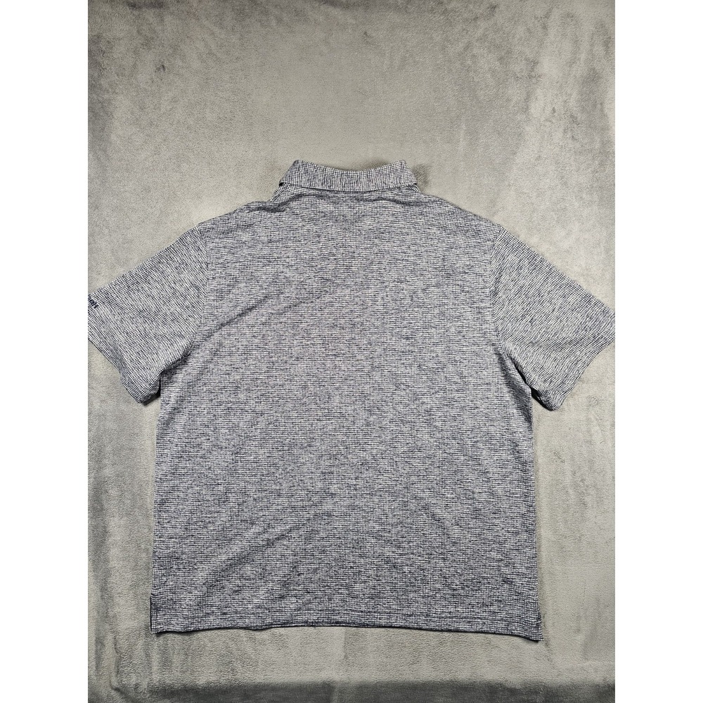 Reebok Golf Mens 2XL Performance Polo Shirt Navy Gray Micro Check Polyester - Picture 10 of 10